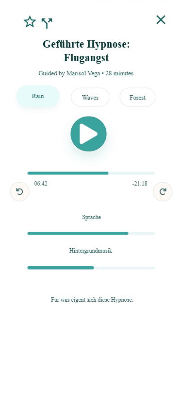 Player-Bildschirm der Hypnuio App