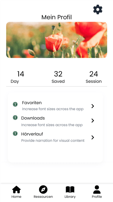 Profil-Bildschirm der Hypnuio App