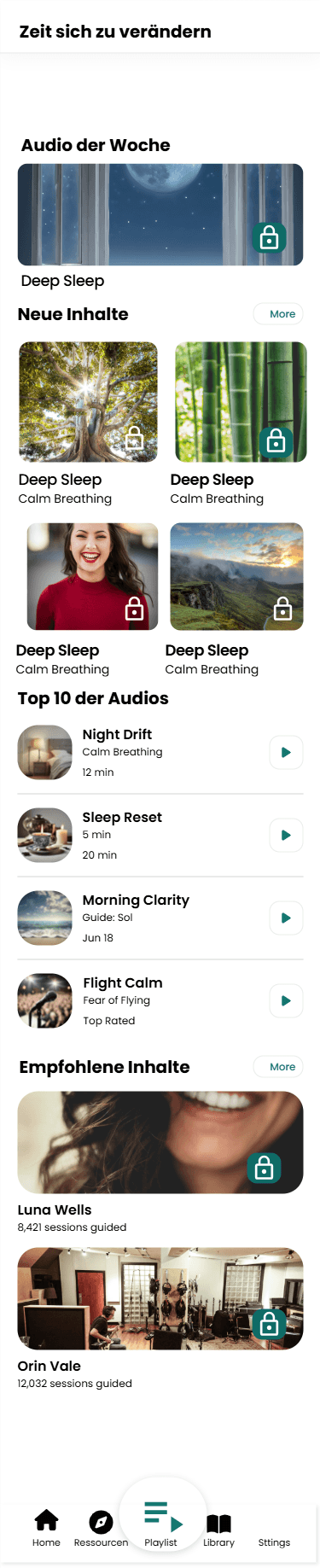Start-Bildschirm der Hypnuio App